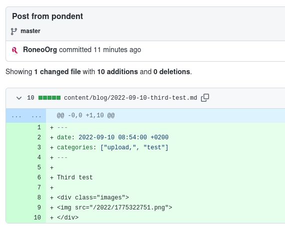 The commit generated with Pondent